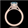 Image 3 : 1.5 ctw Fancy Intense Blue Diamond Art Deco Ring 18k Rose Gold - REF-209F3M