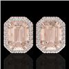 Image 1 : 8.40 ctw Morganite & Micro Pave VS/SI Diamond Earrings 14k Rose Gold - REF-202H8R