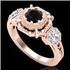 Image 1 : 1.01 ctw Fancy Black Diamond Art Deco 3 Stone Ring 18k Rose Gold - REF-96R4K