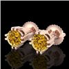 Image 1 : 1.07 ctw Intense Fancy Yellow Diamond Art Deco Earrings 18k Rose Gold - REF-172W8H