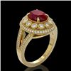 Image 2 : 4.55 ctw Certified Ruby & Diamond Victorian Ring 14K Yellow Gold - REF-143N6F