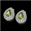 Image 2 : 9.54 ctw Tourmaline & Diamond Victorian Earrings 14K White Gold - REF-225F8M