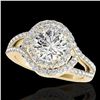 Image 1 : 1.9 ctw Certified Diamond Solitaire Halo Ring 10k Yellow Gold - REF-218A2N