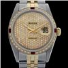 Image 1 : Rolex Ladies Two Tone 14K Gold/SS, Diam Pave Dial & Diam/Ruby Bezel, Sapphire Crystal