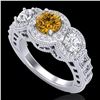 Image 1 : 2.16 ctw Intense Fancy Yellow Diamond Art Deco Ring 18k White Gold - REF-270N9F