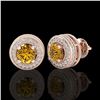 Image 2 : 2.09 ctw Intense Fancy Yellow Diamond Art Deco Earrings 18k Rose Gold - REF-354R5K