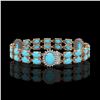 Image 2 : 14.58 ctw Turquoise & Diamond Bracelet 14K Rose Gold - REF-254M5G