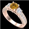 Image 1 : 2.07 ctw Intense Fancy Yellow Diamond Art Deco Ring 18k Rose Gold - REF-254R5K