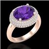 Image 1 : 4 ctw Amethyst & Micro Pave VS/SI Diamond Ring 14k Rose Gold - REF-89F8M