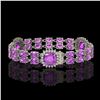 Image 2 : 16.25 ctw Amethyst & Diamond Bracelet 14K White Gold - REF-263N6F