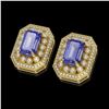 Image 2 : 11.25 ctw Tanzanite & Diamond Victorian Earrings 14K Yellow Gold - REF-672H8R