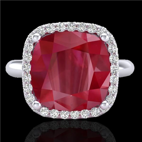 6 ctw Ruby & Micro Pave VS/SI Diamond Certified Ring 18k White Gold - REF-77G3W