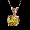 Image 2 : 1 ctw Certified Intense Yellow Diamond Necklace 10k Rose Gold - REF-165H8R