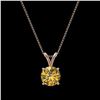 Image 3 : 1 ctw Certified Intense Yellow Diamond Necklace 10k Rose Gold - REF-165H8R