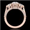 Image 1 : 2.18 ctw VS/SI Diamond Art Deco 3 Stone Ring 18k Rose Gold - REF-244F5M