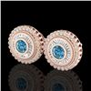 Image 1 : 2.61 ctw Fancy Intense Blue Diamond Art Deco Earrings 18k Rose Gold - REF-300H2R