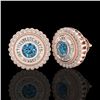 Image 2 : 2.61 ctw Fancy Intense Blue Diamond Art Deco Earrings 18k Rose Gold - REF-300H2R