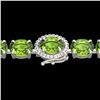 Image 1 : 32 ctw Peridot & VS/SI Diamond Micro Pave Bracelet 14k White Gold - REF-180W2H