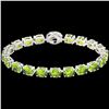 Image 2 : 32 ctw Peridot & VS/SI Diamond Micro Pave Bracelet 14k White Gold - REF-180W2H