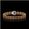 Image 3 : 14.45 ctw Garnet & Diamond Bracelet 14K Yellow Gold - REF-236R4K