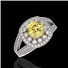 Image 1 : 2.09 ctw Canary Citrine & Diamond Victorian Ring 14K White Gold - REF-83W6H