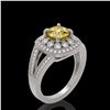 Image 2 : 2.09 ctw Canary Citrine & Diamond Victorian Ring 14K White Gold - REF-83W6H