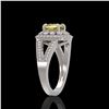 Image 3 : 2.09 ctw Canary Citrine & Diamond Victorian Ring 14K White Gold - REF-83W6H