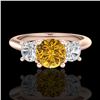 Image 2 : 1.5 ctw Intense Fancy Yellow Diamond Art Deco Ring 18k Rose Gold - REF-174R5K