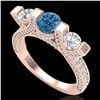 Image 1 : 2.3 ctw Fancy Intense Blue Diamond Micro Pave Ring 18k Rose Gold - REF-236R4K