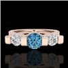 Image 2 : 2.3 ctw Fancy Intense Blue Diamond Micro Pave Ring 18k Rose Gold - REF-236R4K