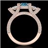 Image 3 : 2.3 ctw Fancy Intense Blue Diamond Micro Pave Ring 18k Rose Gold - REF-236R4K