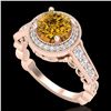 Image 1 : 1.91 ctw Intense Fancy Yellow Diamond Art Deco Ring 18k Rose Gold - REF-263A6N