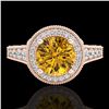 Image 2 : 1.91 ctw Intense Fancy Yellow Diamond Art Deco Ring 18k Rose Gold - REF-263A6N