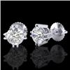 Image 2 : 1.07 ctw VS/SI Diamond Solitaire Art Deco Stud Earrings 18k White Gold - REF-200M2G