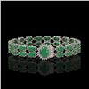 Image 1 : 19.57 ctw Emerald & Diamond Bracelet 14K White Gold - REF-263Y6X