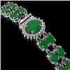 Image 2 : 19.57 ctw Emerald & Diamond Bracelet 14K White Gold - REF-263Y6X