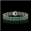 Image 3 : 19.57 ctw Emerald & Diamond Bracelet 14K White Gold - REF-263Y6X