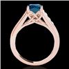 Image 2 : 1.5 ctw SI Certified Fancy Blue Diamond Solitaire Ring 10k Rose Gold - REF-126H8R