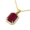 Image 1 : 5.50 ctw Ruby & Micro Pave VS/SI Diamond Necklace 18k Yellow Gold - REF-79M6G