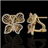 Image 2 : 1.25 ctw Designer Micro Butterfly VS/SI Diamond Earrings 14k Yellow Gold - REF-141Y8X