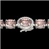 Image 1 : 18.25 ctw Morganite & Diamond Eternity Micro Bracelet 14k White Gold - REF-227M3G