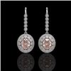 Image 1 : 7.85 ctw Morganite & Diamond Victorian Earrings 14K White Gold - REF-317Y5X