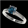 Image 1 : 1.03 ctw Certified Intense Blue Diamond Engagment Ring 10k White Gold - REF-97N2F