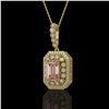 Image 1 : 6.05 ctw Morganite & Diamond Victorian Necklace 14K Yellow Gold - REF-272N8F