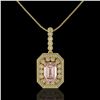 Image 2 : 6.05 ctw Morganite & Diamond Victorian Necklace 14K Yellow Gold - REF-272N8F