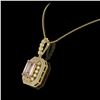 Image 3 : 6.05 ctw Morganite & Diamond Victorian Necklace 14K Yellow Gold - REF-272N8F