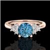 Image 2 : 1 ctw Fancy Intense Blue Diamond Engagment Ring 18k Rose Gold - REF-145K5Y