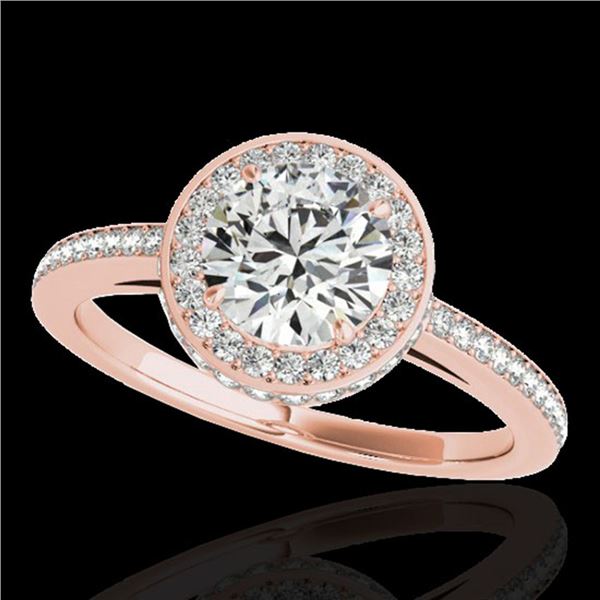 1.55 ctw Certified Diamond Solitaire Halo Ring 10k Rose Gold - REF-197R8K