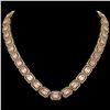 Image 1 : 81.64 ctw Morganite & Diamond Micro Pave Halo Necklace 10k Yellow Gold - REF-1728A2N