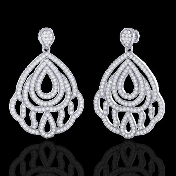 3 ctw Micro Pave VS/SI Diamond Earrings Designer 18k White Gold - REF-280N2F